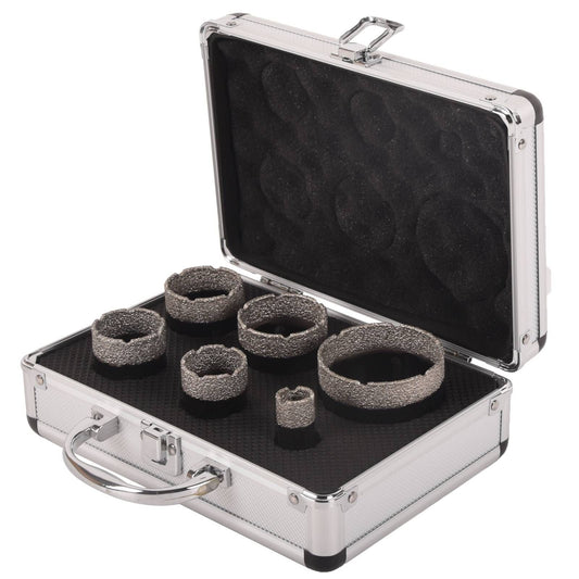 Diamond Hole Saw Kit, 6-Piece Diamond Core Drill Bits Set Tile Hole Saw Kit Vacuum Brazed Core Drill Bits(20-68mm) for G image 1