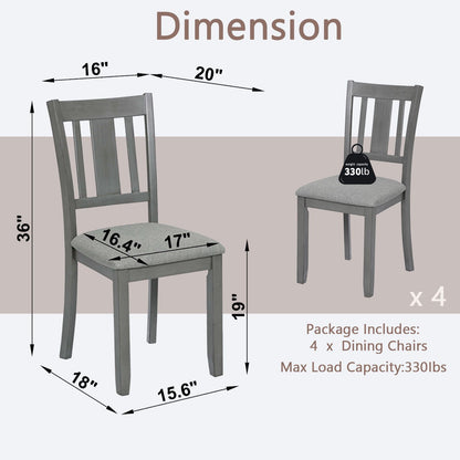 Dining Chairs Only, Wooden Dining Chairs Set of 4, Kitchen Chair with Padded Seat, Upholstered Side Chair for Dining Roo image 8