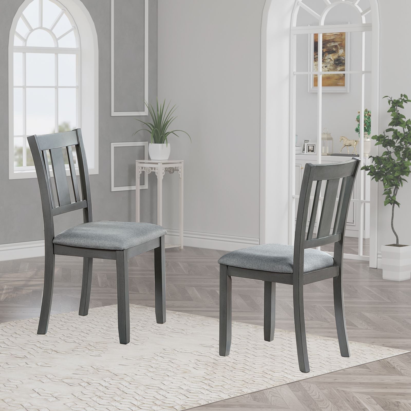 Dining Chairs Only, Wooden Dining Chairs Set of 4, Kitchen Chair with Padded Seat, Upholstered Side Chair for Dining Roo image 3