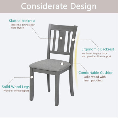 Dining Chairs Only, Wooden Dining Chairs Set of 4, Kitchen Chair with Padded Seat, Upholstered Side Chair for Dining Roo image 7