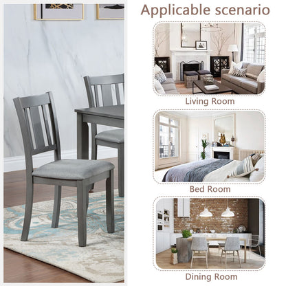 Dining Chairs Only, Wooden Dining Chairs Set of 4, Kitchen Chair with Padded Seat, Upholstered Side Chair for Dining Roo image 6