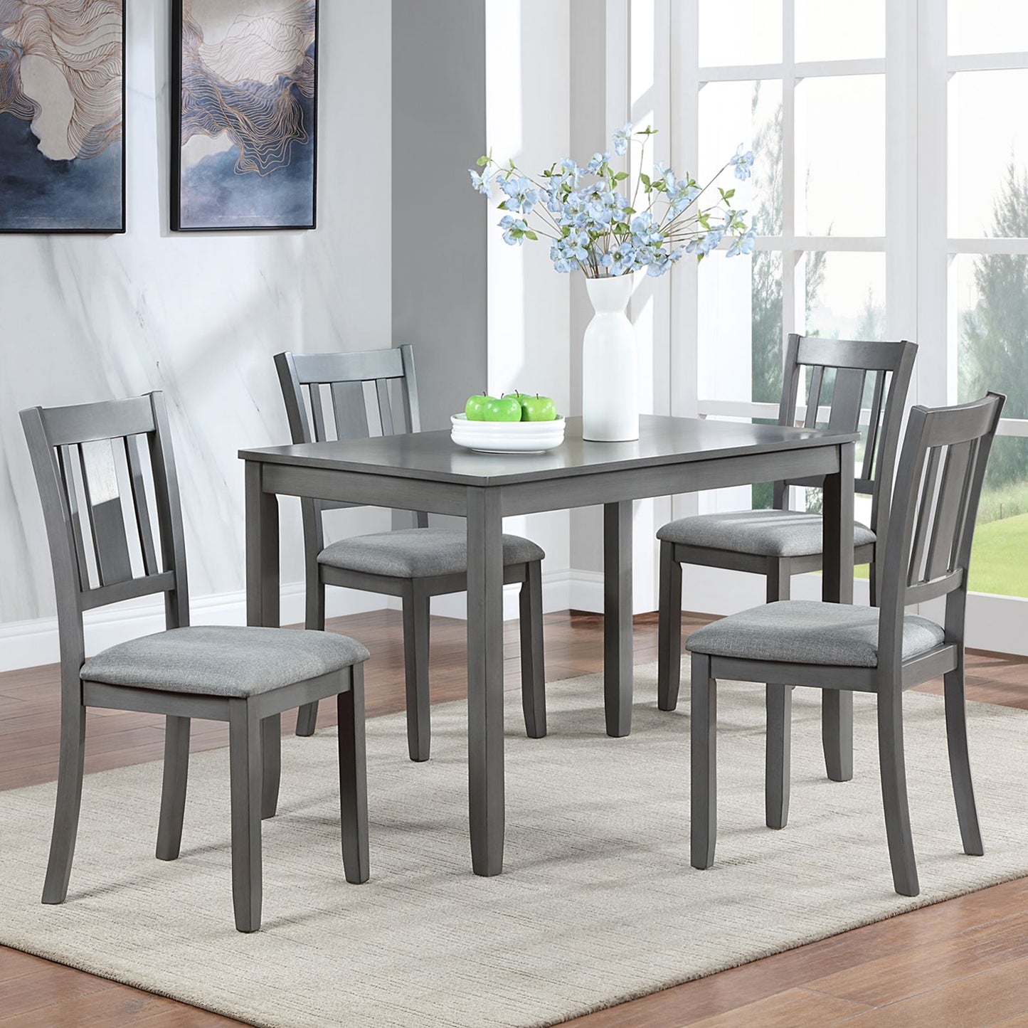 Dining Chairs Only, Wooden Dining Chairs Set of 4, Kitchen Chair with Padded Seat, Upholstered Side Chair for Dining Roo image 2