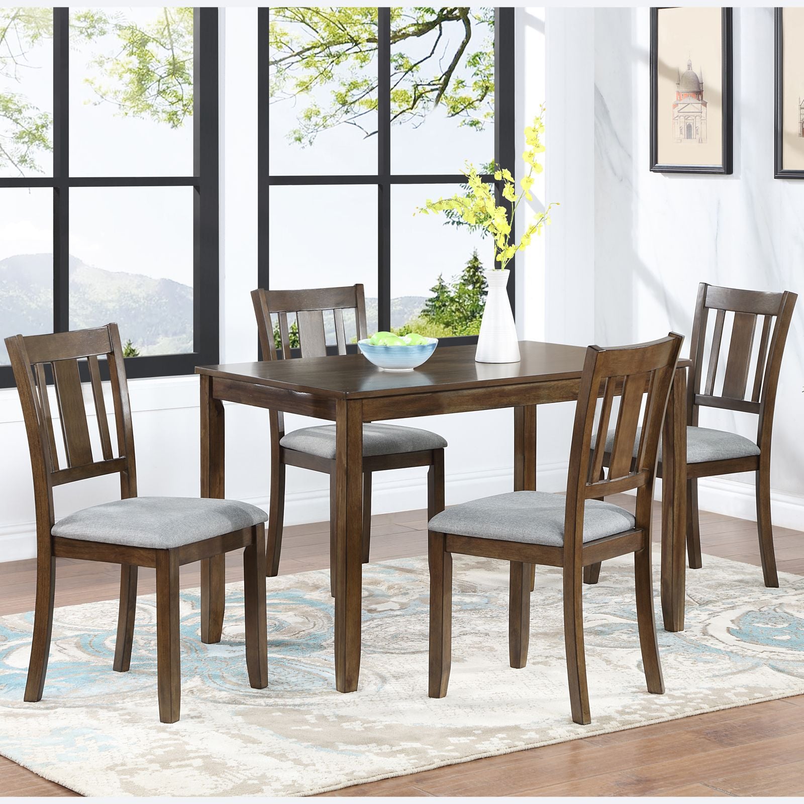 Dining Chairs Only, Wooden Dining Chairs Set of 4, Kitchen Chair with Padded Seat, Upholstered Side Chair for Dining Roo image 2