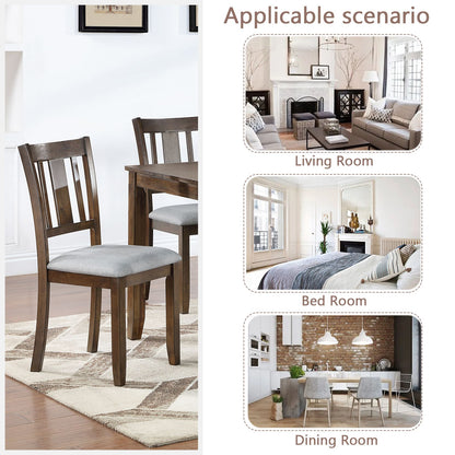 Dining Chairs Only, Wooden Dining Chairs Set of 4, Kitchen Chair with Padded Seat, Upholstered Side Chair for Dining Roo image 6