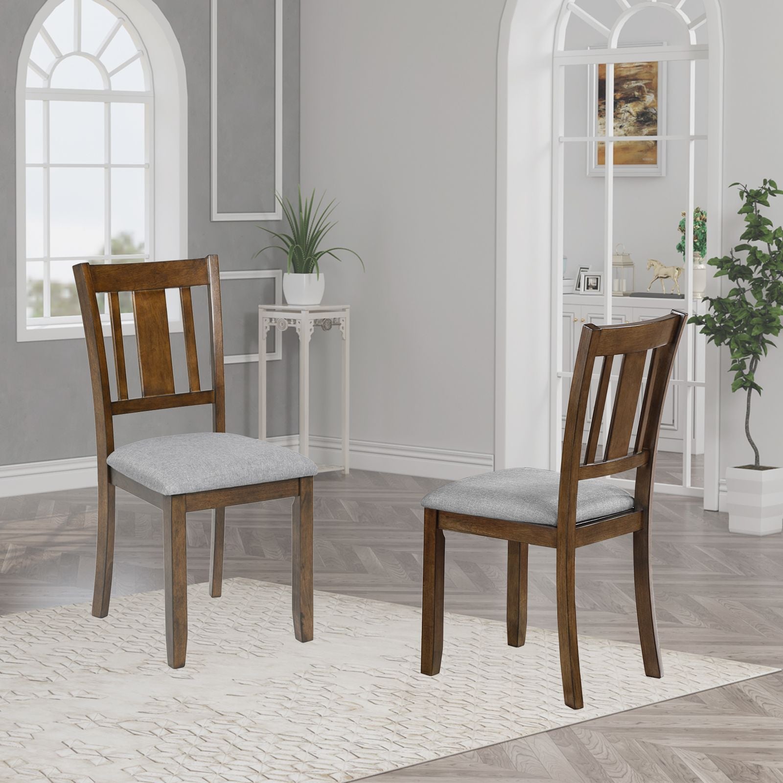 Dining Chairs Only, Wooden Dining Chairs Set of 4, Kitchen Chair with Padded Seat, Upholstered Side Chair for Dining Roo image 3