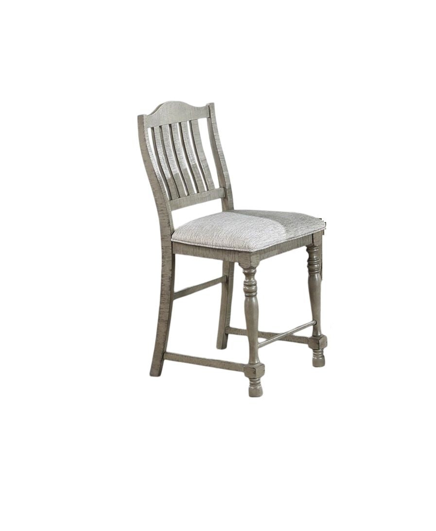 Dining Table 4x High Chairs 5pcs Counter Height Dining Set Light Grey Finish Dining Room Furniture Plush Upholstered Fab image 10