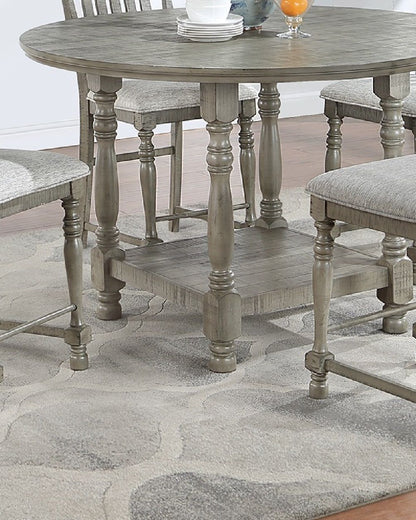 Dining Table 4x High Chairs 5pcs Counter Height Dining Set Light Grey Finish Dining Room Furniture Plush Upholstered Fab image 14