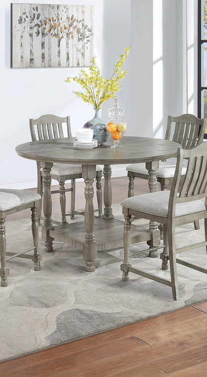 Dining Table 4x High Chairs 5pcs Counter Height Dining Set Light Grey Finish Dining Room Furniture Plush Upholstered Fab image 12