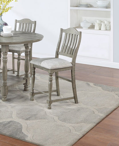 Dining Table 4x High Chairs 5pcs Counter Height Dining Set Light Grey Finish Dining Room Furniture Plush Upholstered Fab image 5