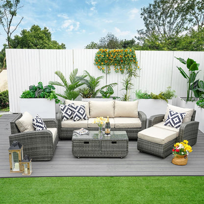 Direct Wicker 5-Piece Outdoor Rattan Furniture Patio Conversation Set with Cushion image 1