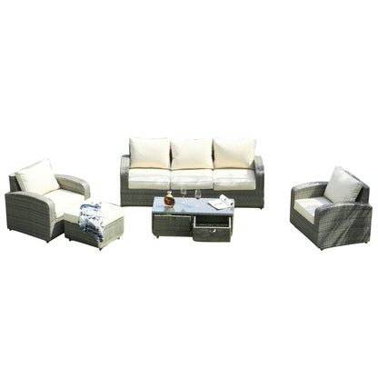 Direct Wicker 5-Piece Outdoor Rattan Furniture Patio Conversation Set with Cushion image 2