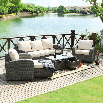 Direct Wicker 5-Piece Outdoor Rattan Furniture Patio Conversation Set with Cushion image 3