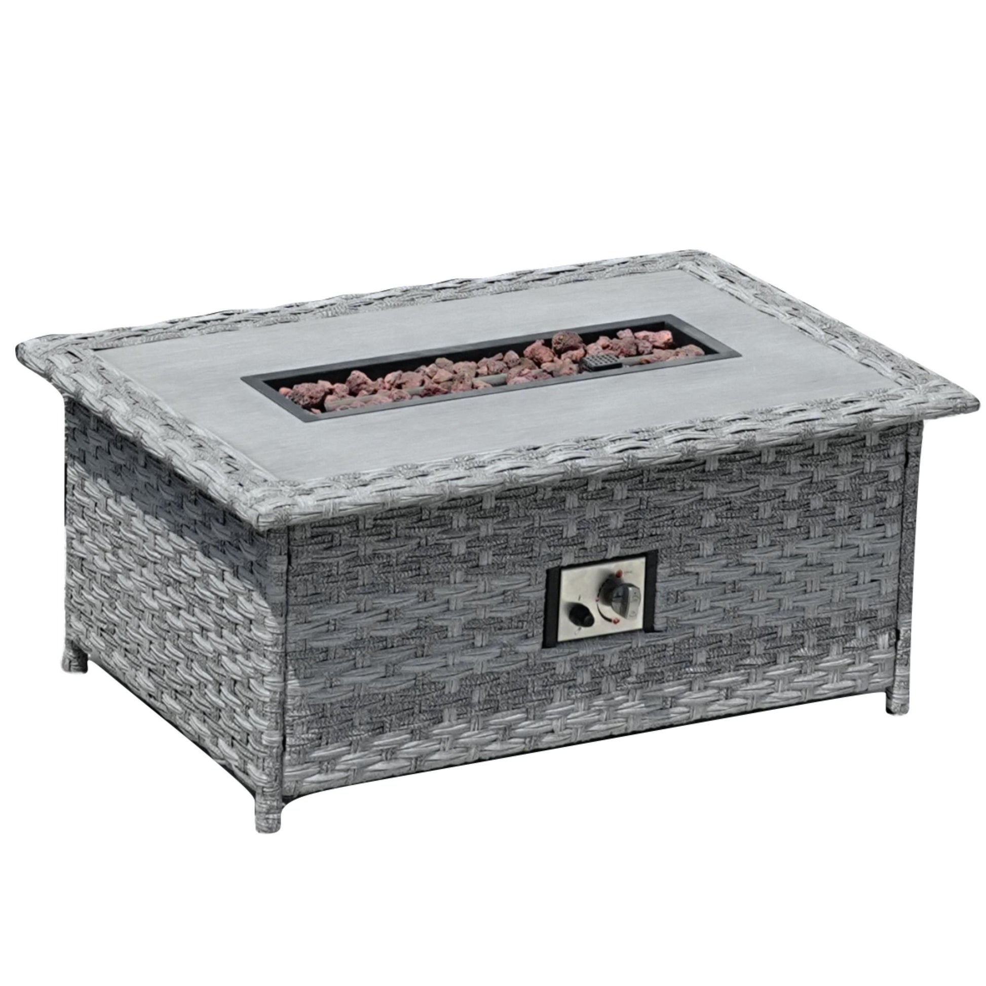 Direct Wicker 5-Piece Wicker Patio Fire Pit Sectional Seating Set with Gray Cushions image 17