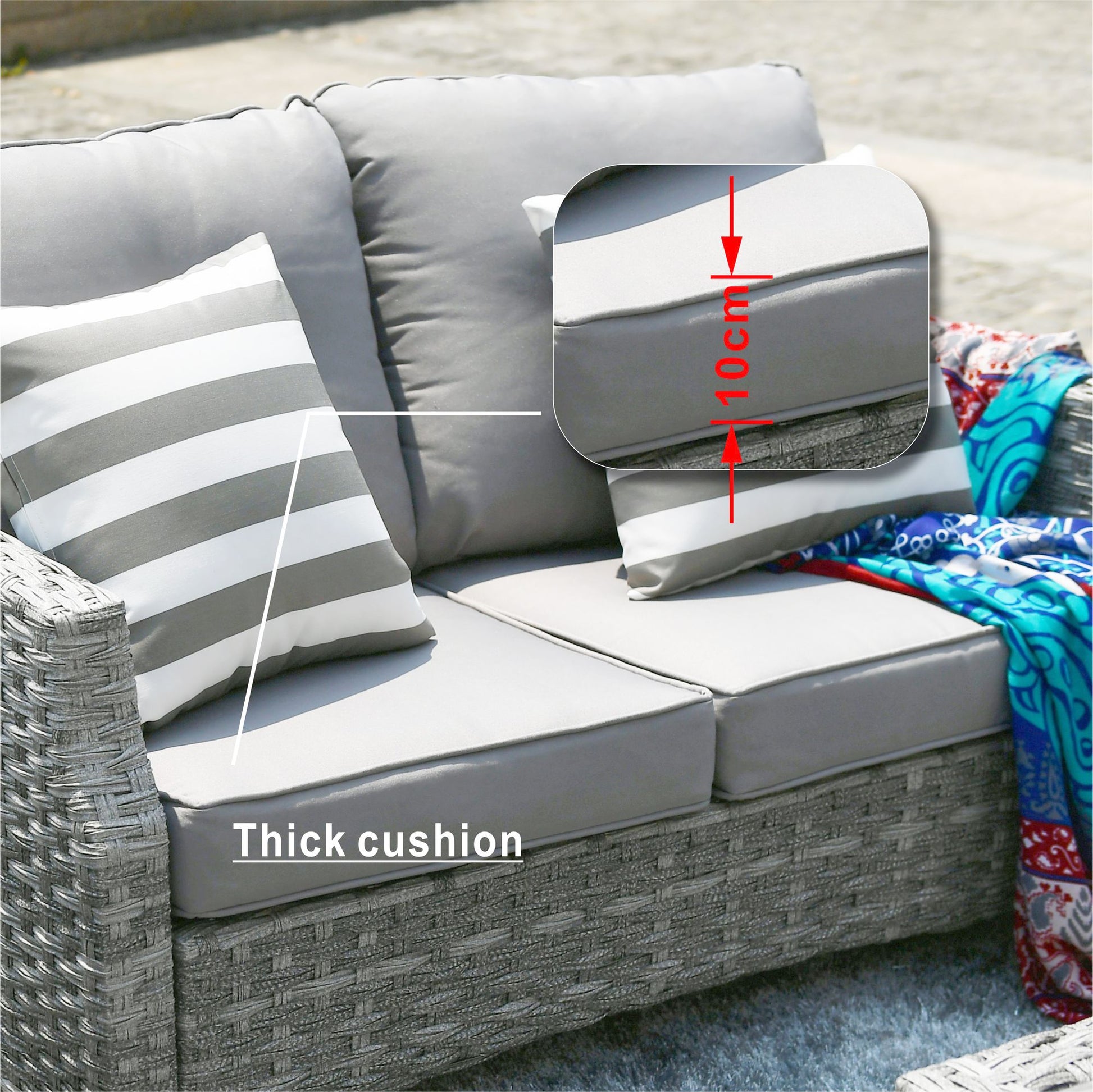 Direct Wicker 5-Piece Wicker Patio Fire Pit Sectional Seating Set with Gray Cushions image 7