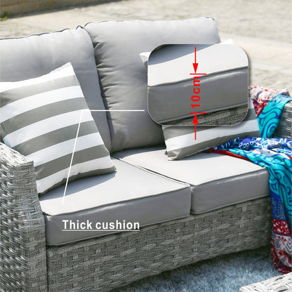 Direct Wicker 5-Piece Wicker Patio Fire Pit Sectional Seating Set with Gray Cushions image 7