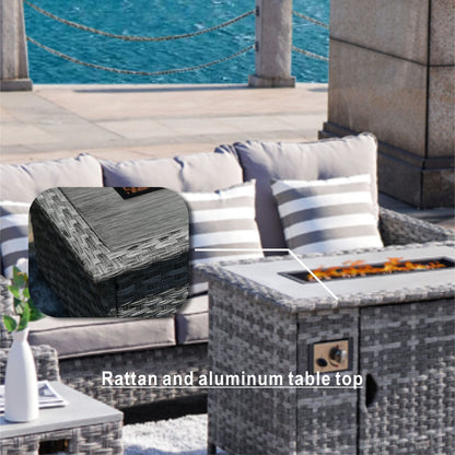 Direct Wicker 5-Piece Wicker Patio Fire Pit Sectional Seating Set with Gray Cushions image 5