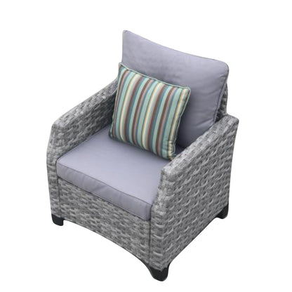 Direct Wicker 5-Piece Wicker Patio Fire Pit Sectional Seating Set with Gray Cushions image 16