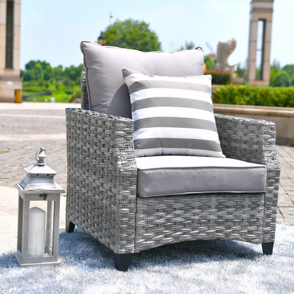 Direct Wicker Gray Wicker Sofa Set Outdoor Furniture Conversation Set with Firepit Table image 5
