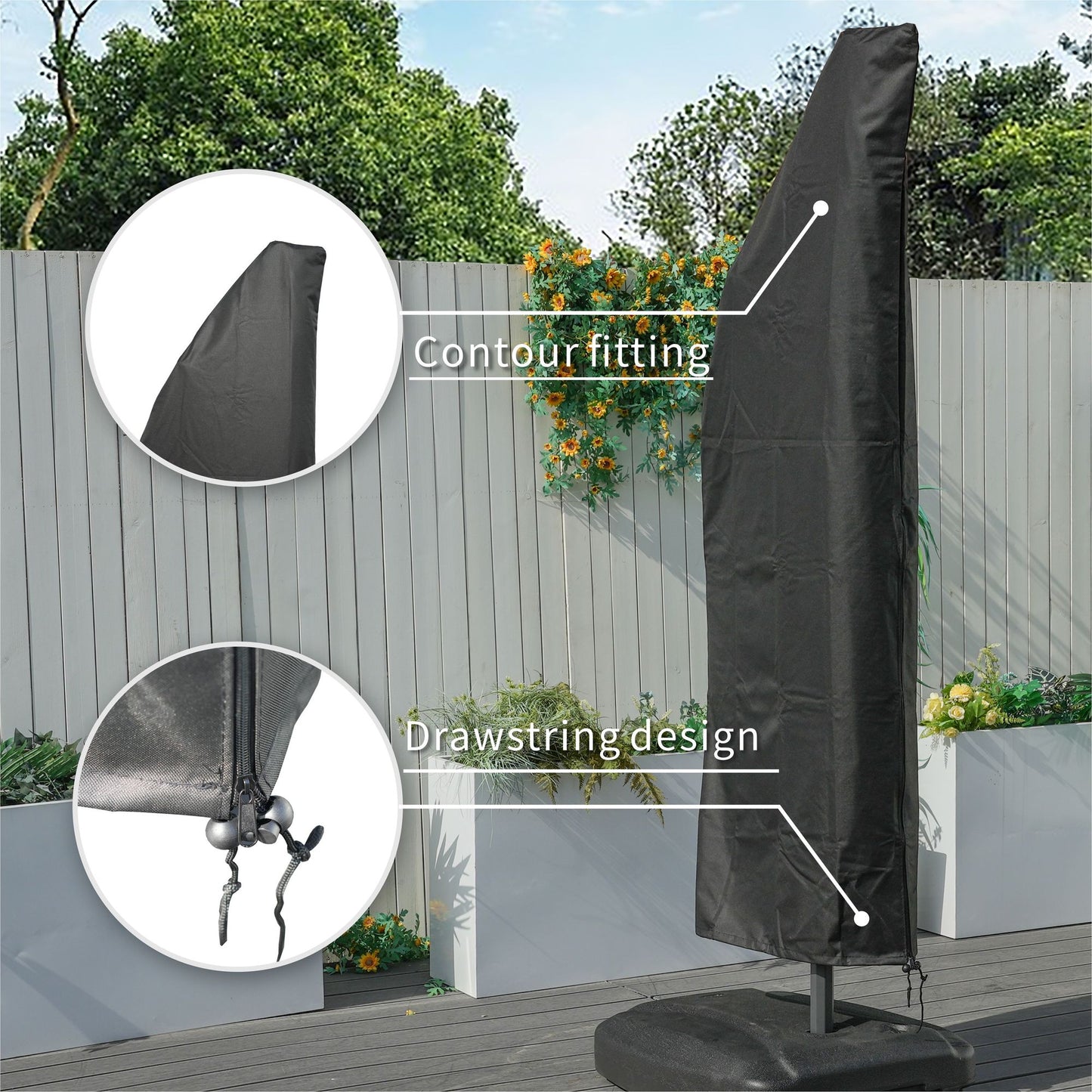 Direct Wicker Outdoor Patio Cantilever Umbrella Zipper Cover image 5