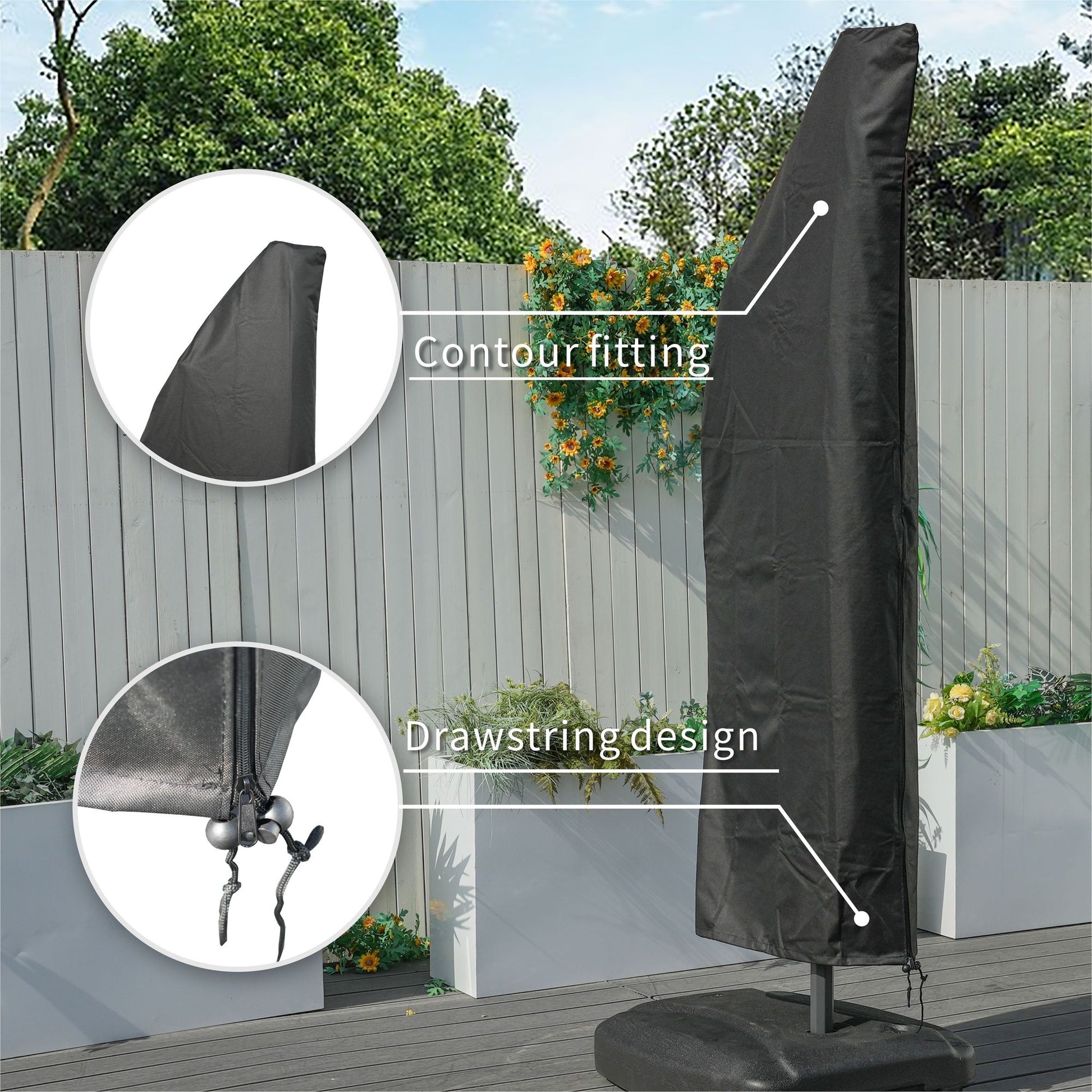 Direct Wicker Outdoor Patio Cantilever Umbrella Zipper Cover image 5