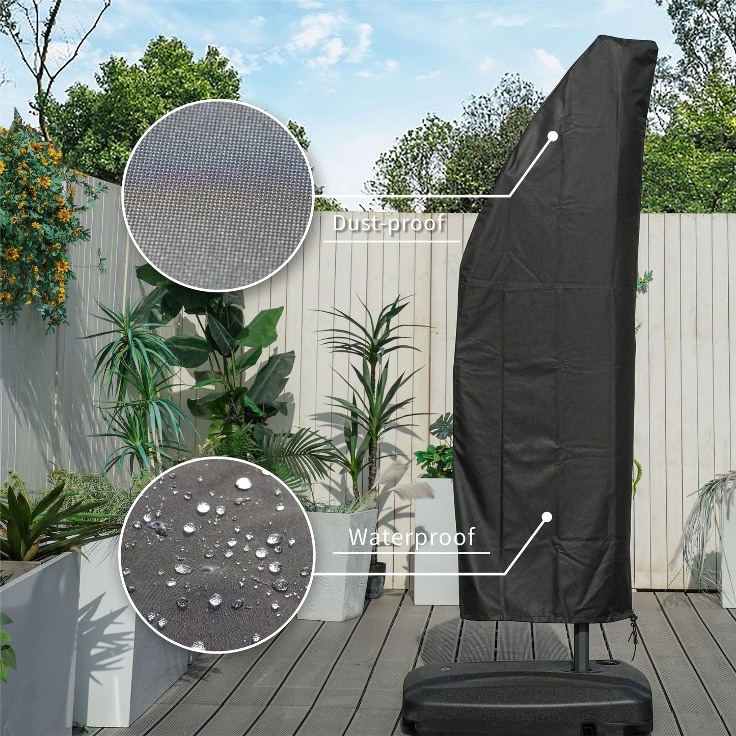 Direct Wicker Outdoor Patio Cantilever Umbrella Zipper Cover image 4