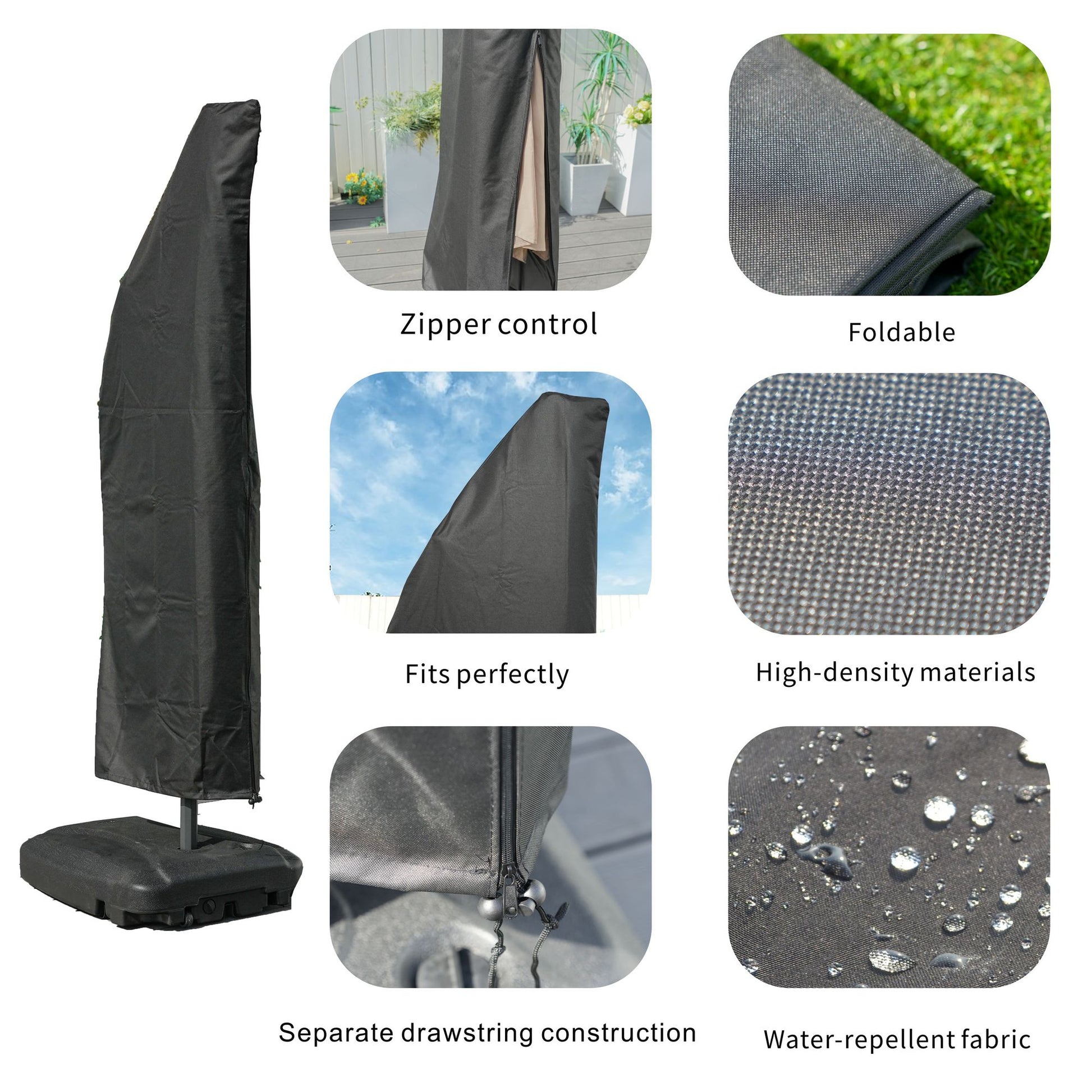 Direct Wicker Outdoor Patio Cantilever Umbrella Zipper Cover image 2