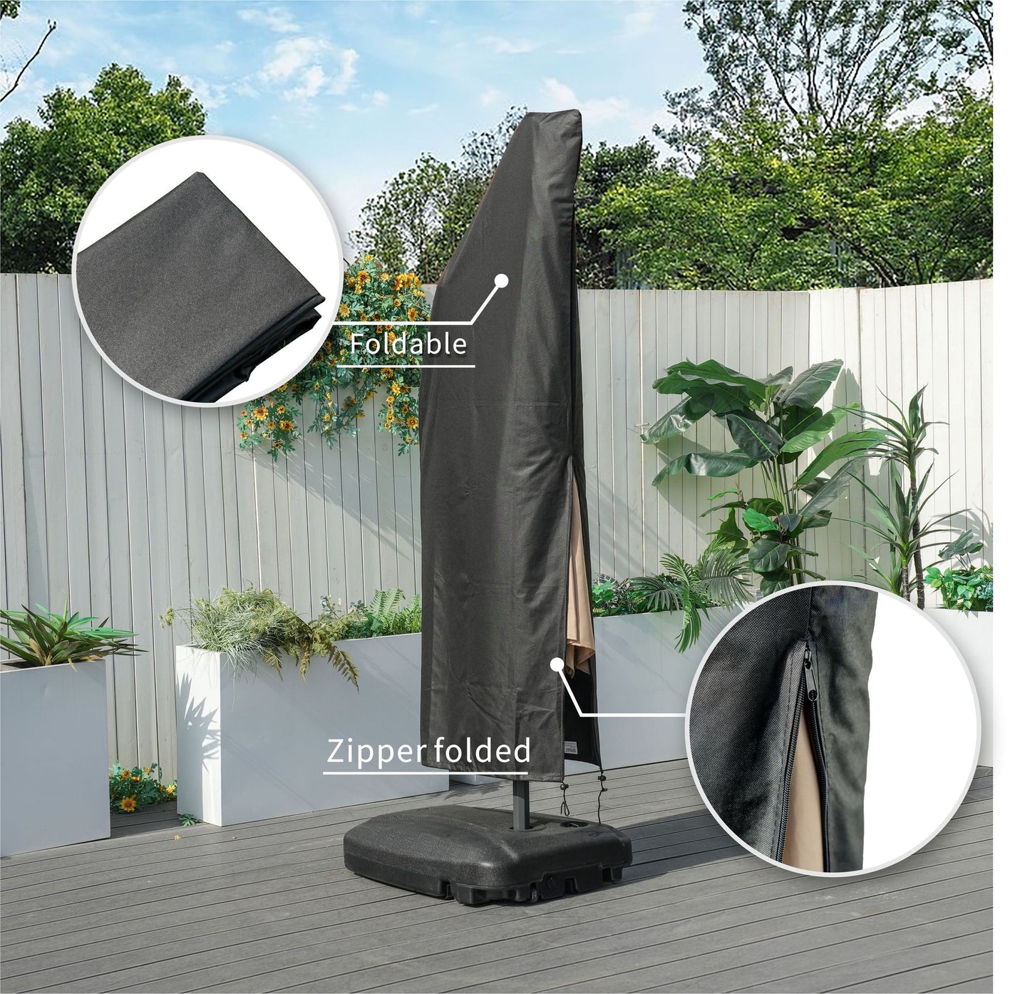 Direct Wicker Outdoor Patio Cantilever Umbrella Zipper Cover image 7