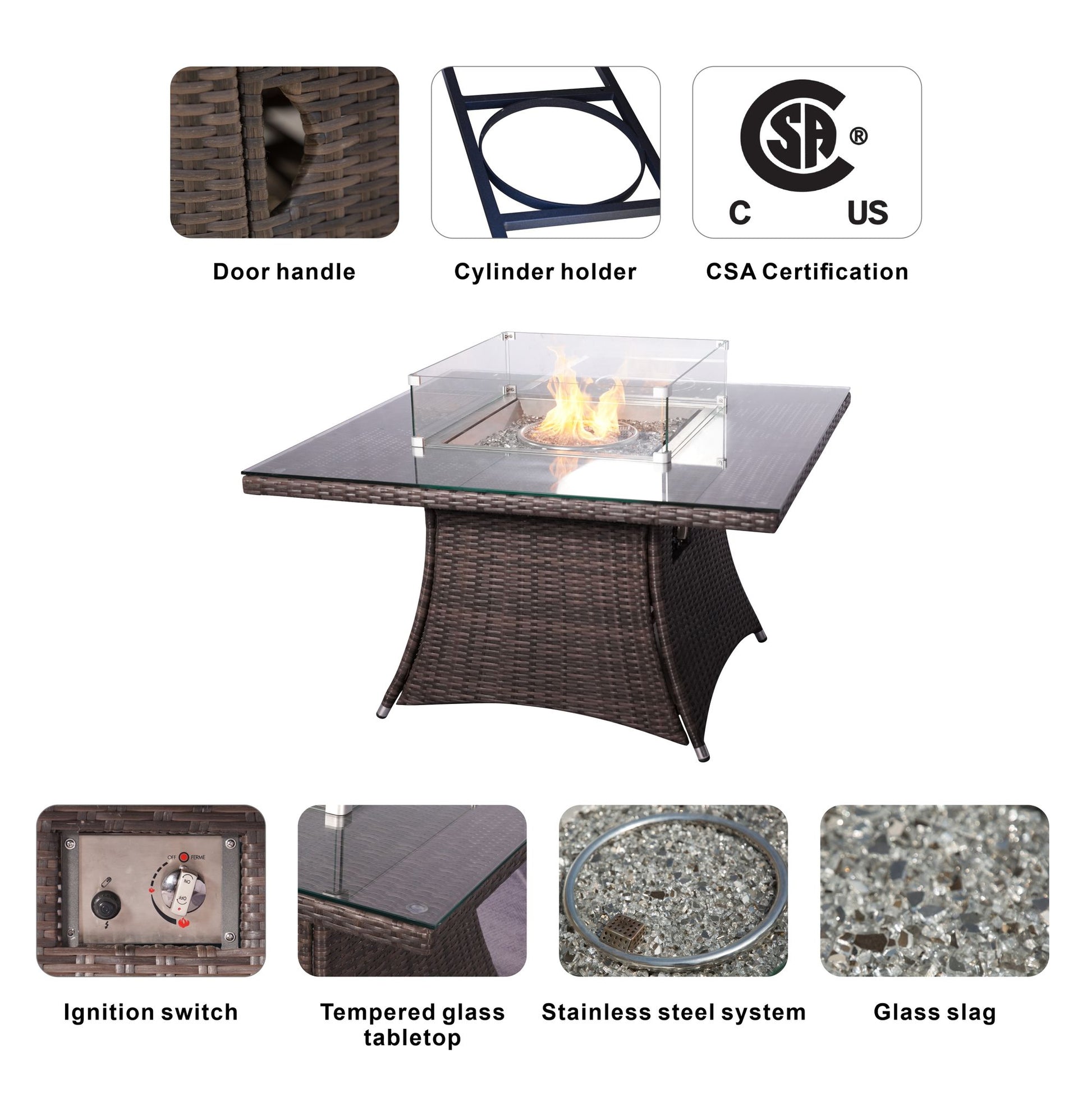 Direct Wicker Outdoor Rattan 50,000BTU Propane Gas Fire Pit Table (Table Only) image 5