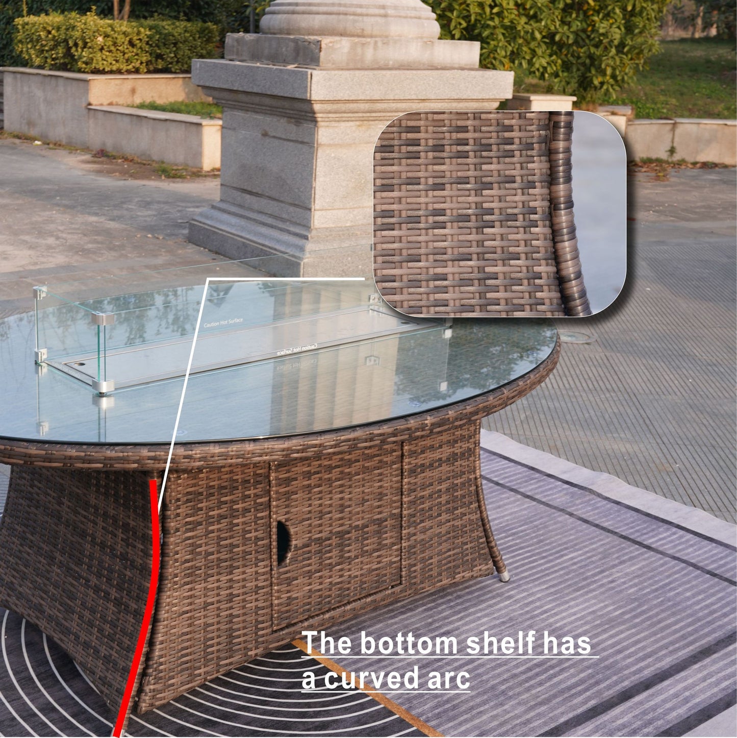 Direct Wicker Outdoor Rattan 50,000BTU Propane Gas Fire Pit Table (Table Only) image 10