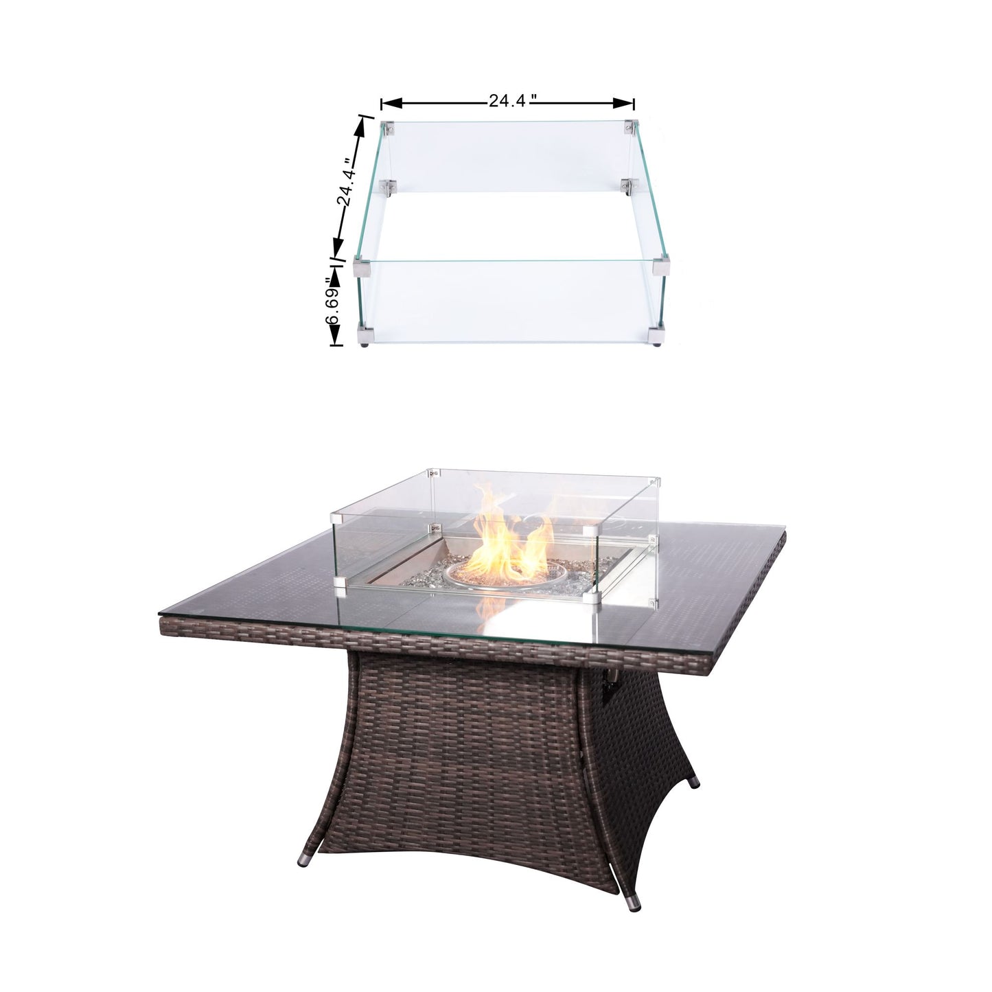 Direct Wicker Outdoor Rattan 50,000BTU Propane Gas Fire Pit Table (Table Only) image 6
