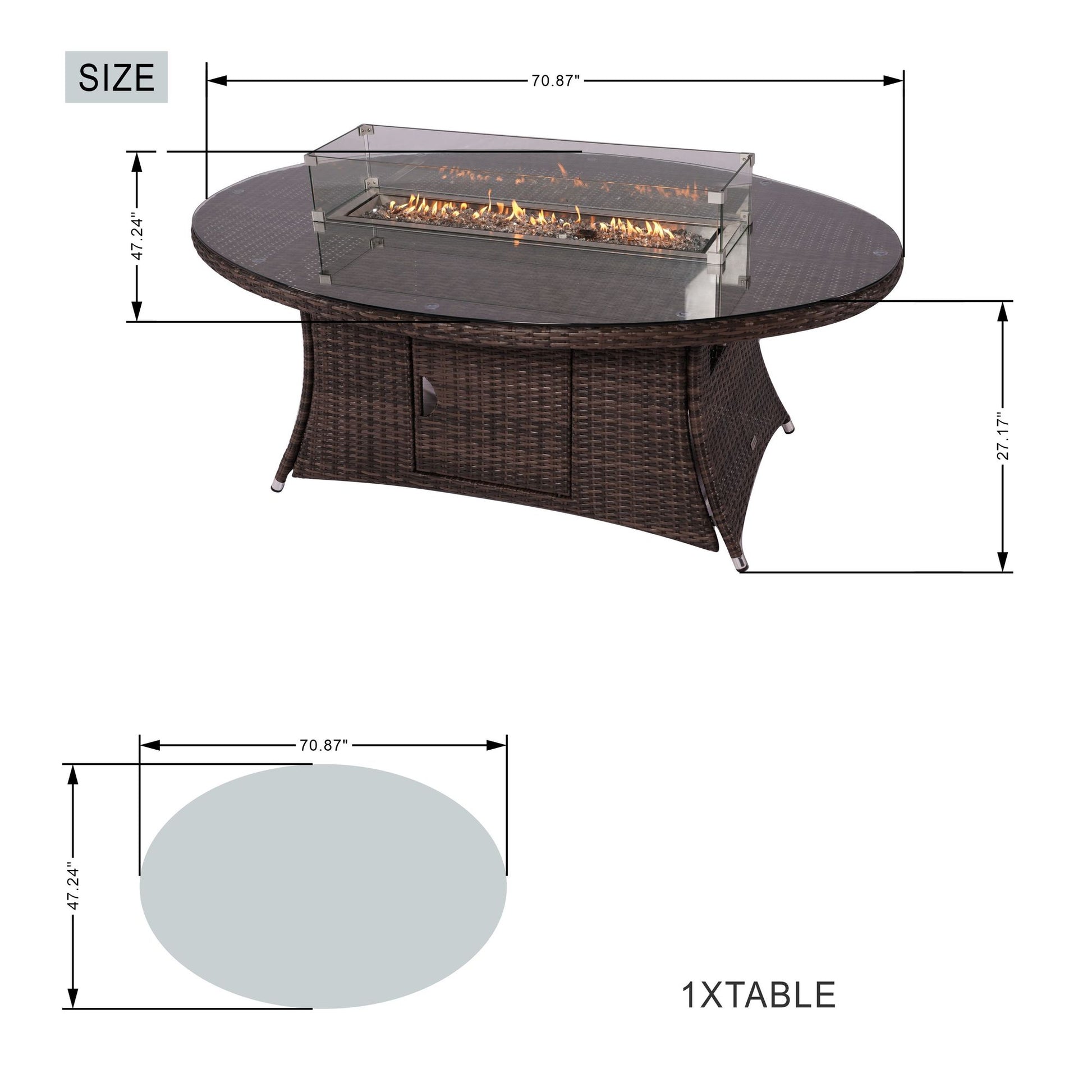 Direct Wicker Outdoor Rattan 50,000BTU Propane Gas Fire Pit Table (Table Only) image 9