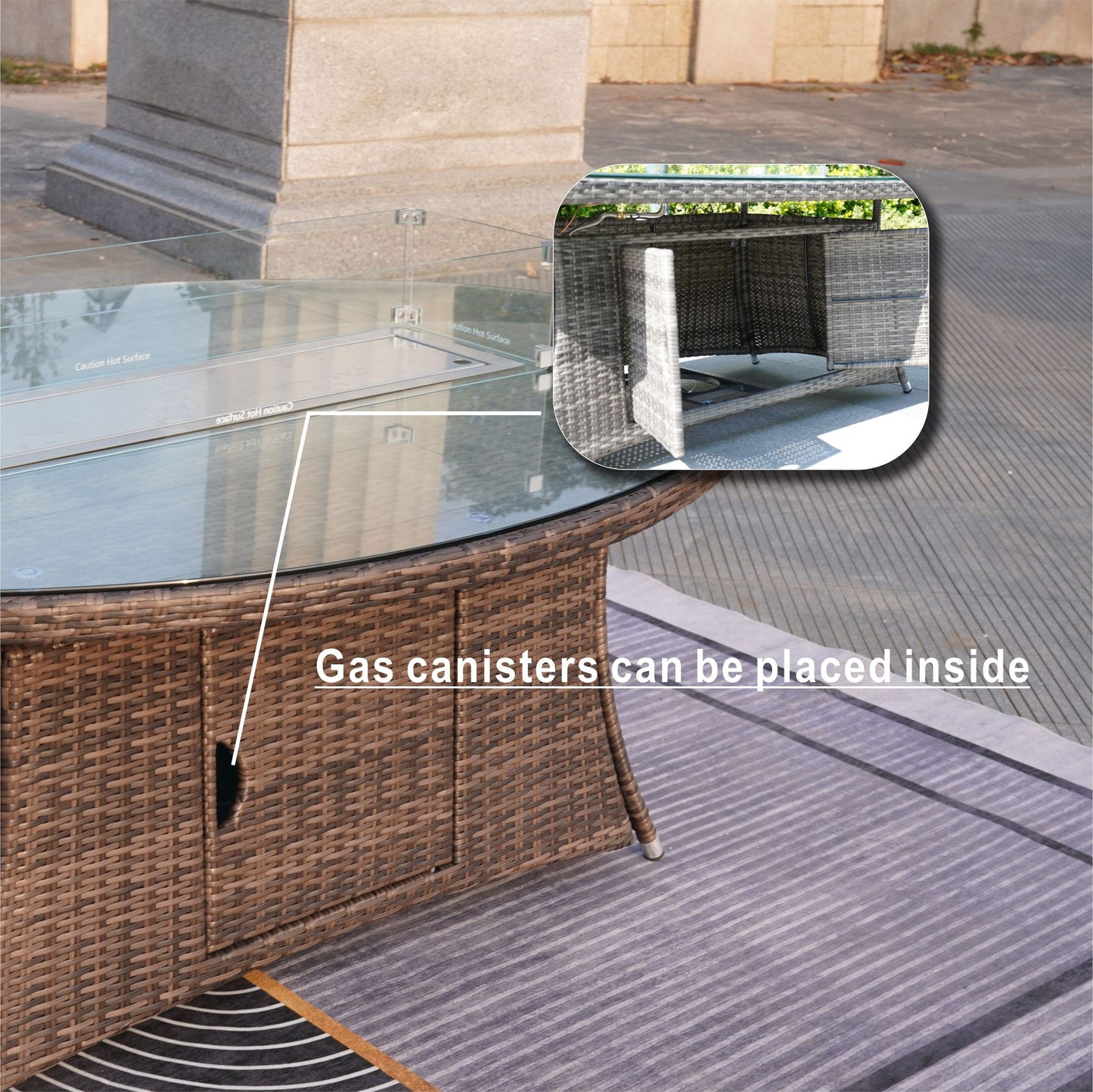 Direct Wicker Outdoor Rattan 50,000BTU Propane Gas Fire Pit Table (Table Only) image 11