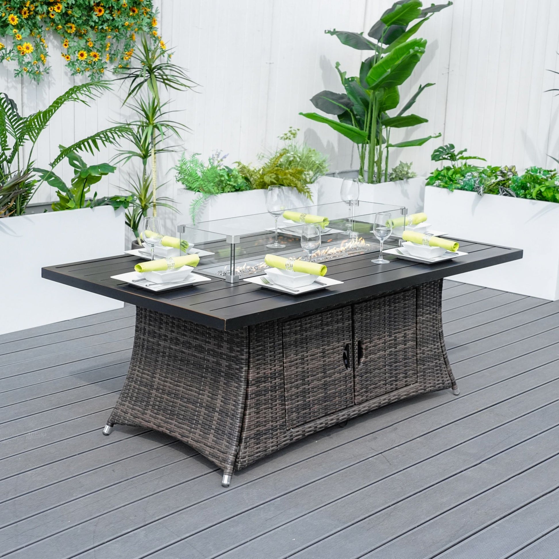 Direct Wicker PE Rattan and Aluminium Patio Dining Fire Pit Table (Table Only) image 1