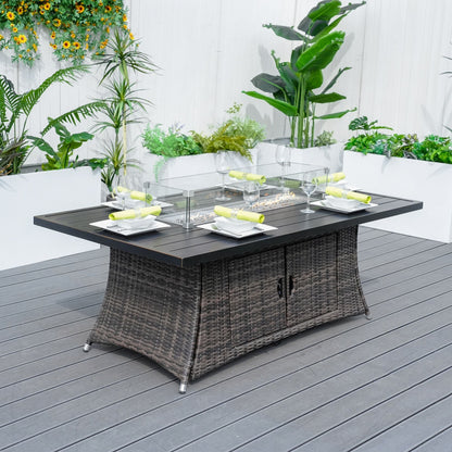 Direct Wicker PE Rattan and Aluminium Patio Dining Fire Pit Table (Table Only) image 1