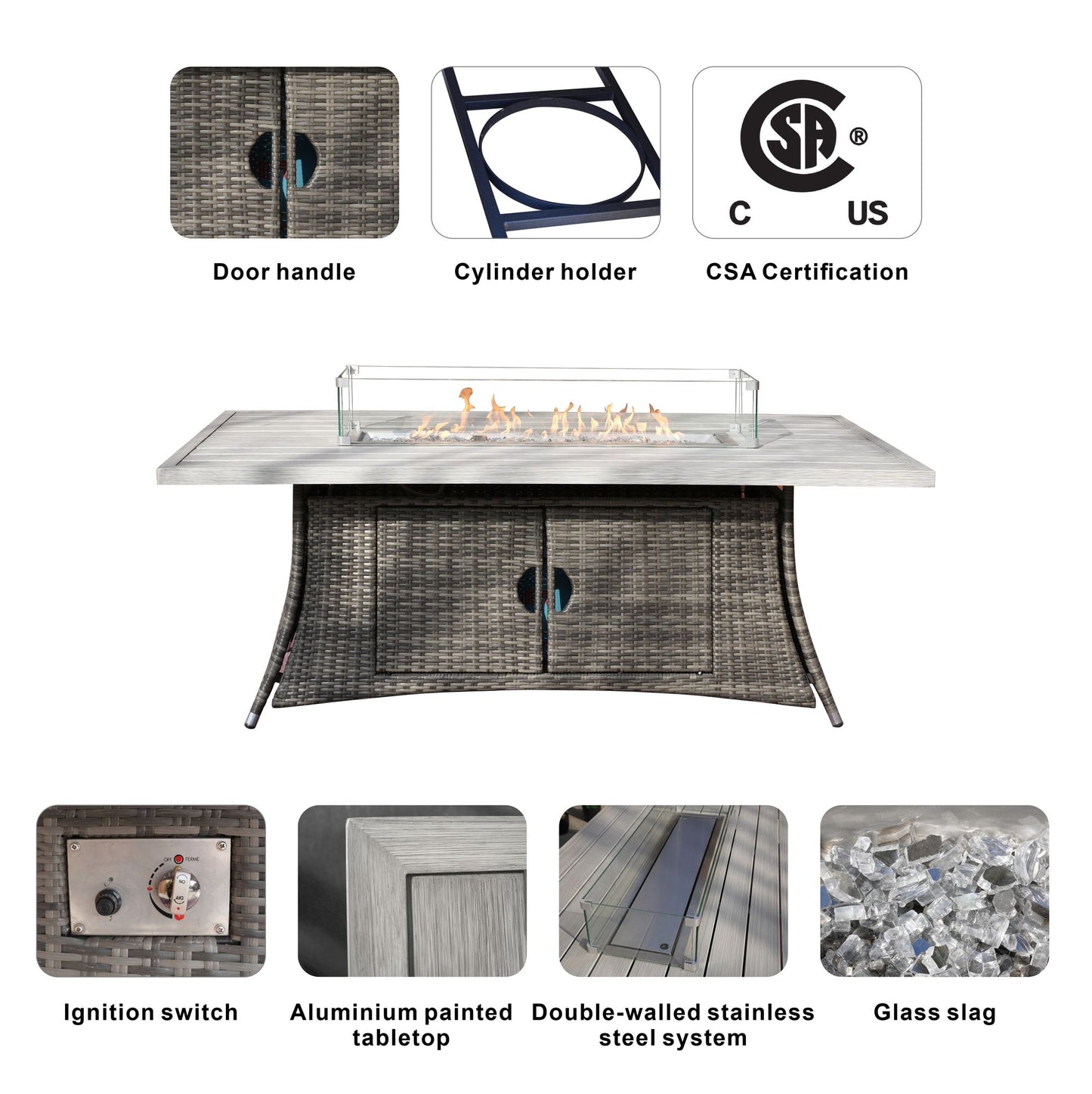 Direct Wicker PE Rattan and Aluminium Patio Dining Fire Pit Table (Table Only) image 13