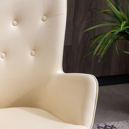 Doarnin Contemporary Silky Velvet Tufted Button Back Accent Chair, White image 7