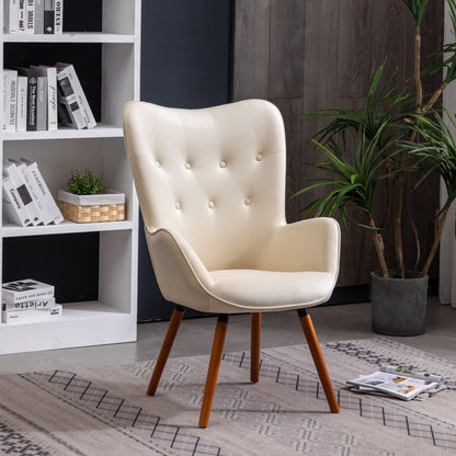 Doarnin Contemporary Silky Velvet Tufted Button Back Accent Chair, White image 1