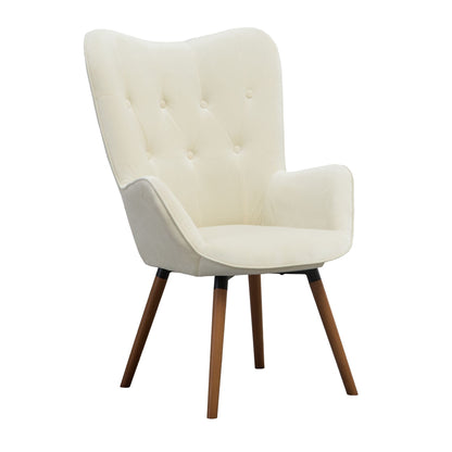 Doarnin Contemporary Silky Velvet Tufted Button Back Accent Chair, White image 13