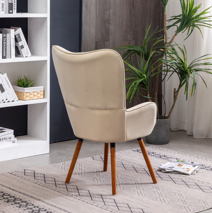 Doarnin Contemporary Silky Velvet Tufted Button Back Accent Chair, White image 5
