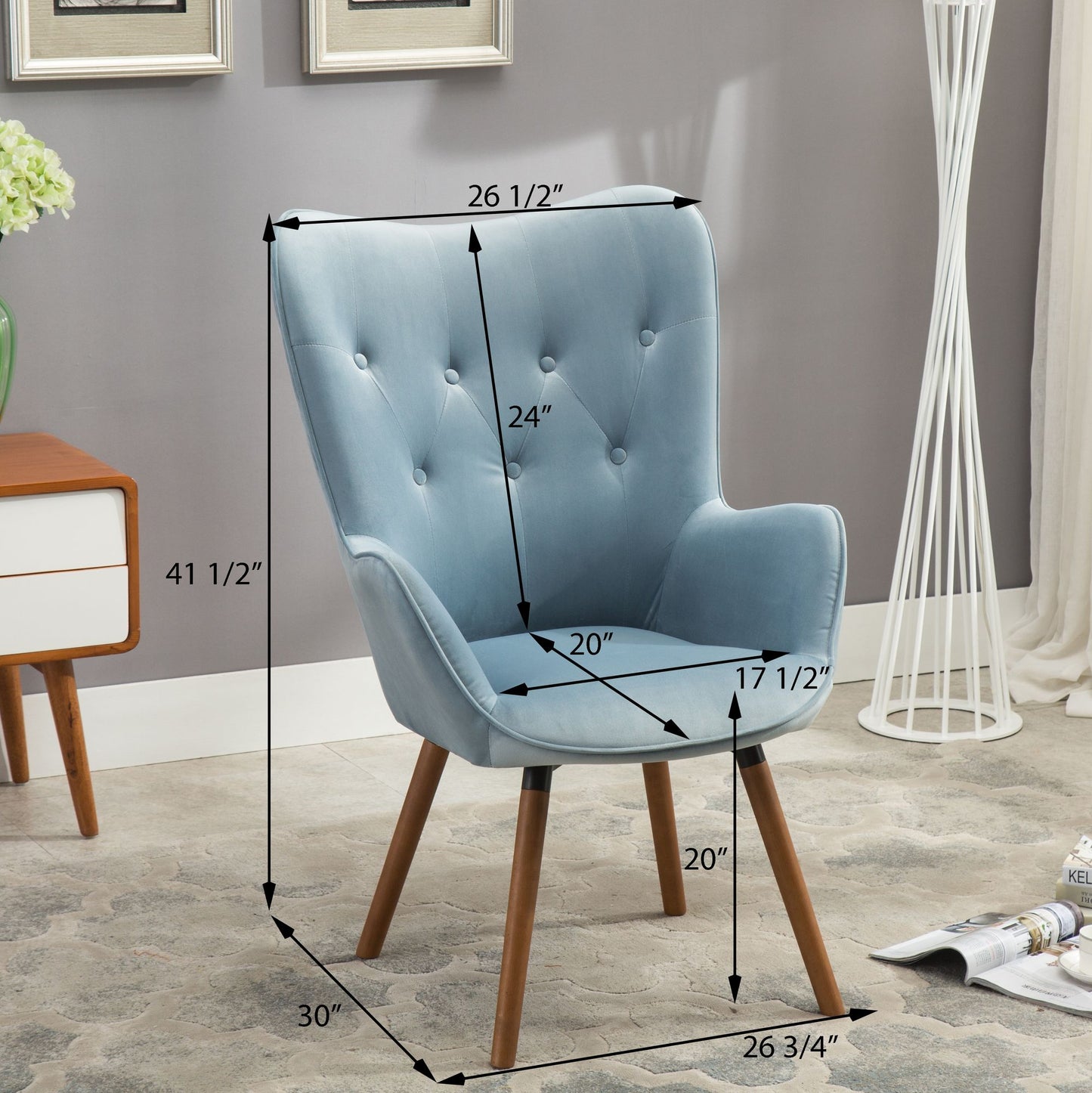 Doarnin Contemporary Silky Velvet Tufted Button Back Accent Chair, White image 14