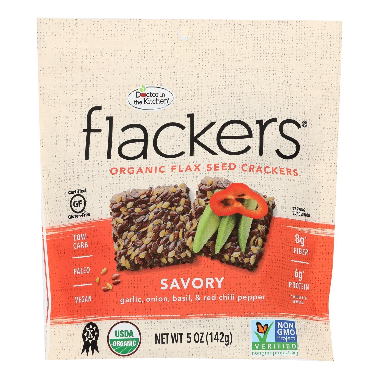Doctor In The Kitchen - Organic Flax Seed Crackers - Savory - Case Of 6 - 5 Oz. image 1