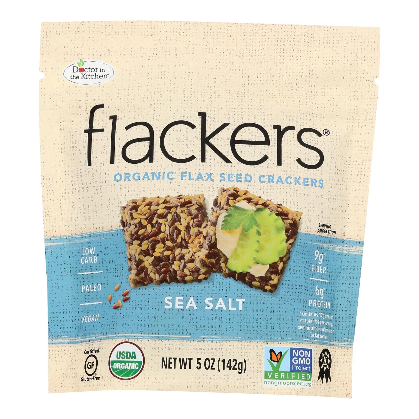 Doctor In The Kitchen - Organic Flax Seed Crackers - Sea Salt - Case Of 6 - 5 Oz. image 1