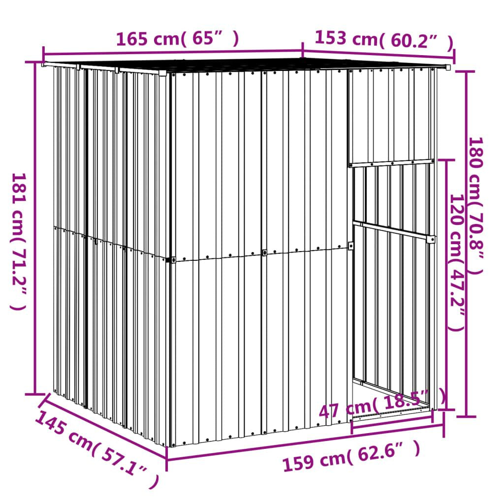 Dog House with Roof Anthracite 65"x60.2"x71.3" Galvanized Steel image 5