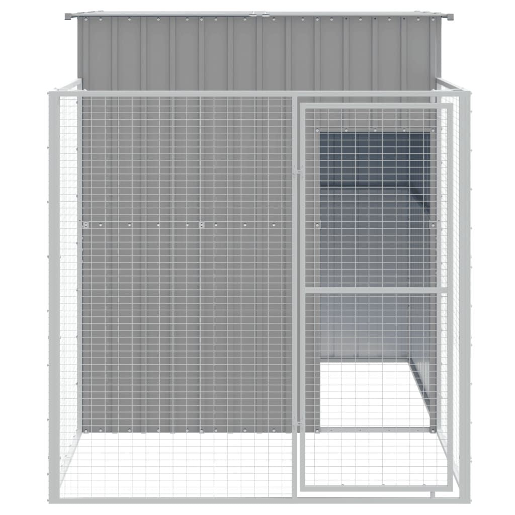 Dog House with Run Light Gray 65"x98.8"x71.3" Galvanized Steel image 3