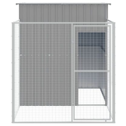 Dog House with Run Light Gray 65"x98.8"x71.3" Galvanized Steel image 3