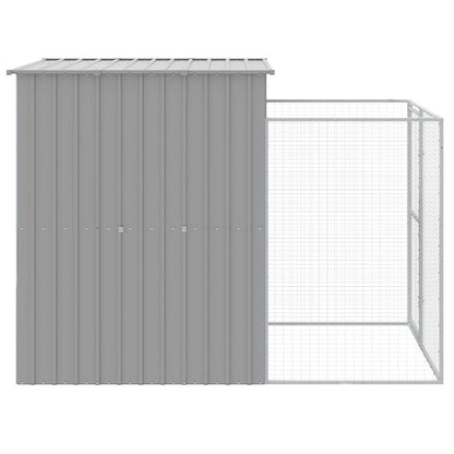 Dog House with Run Light Gray 65"x98.8"x71.3" Galvanized Steel image 4