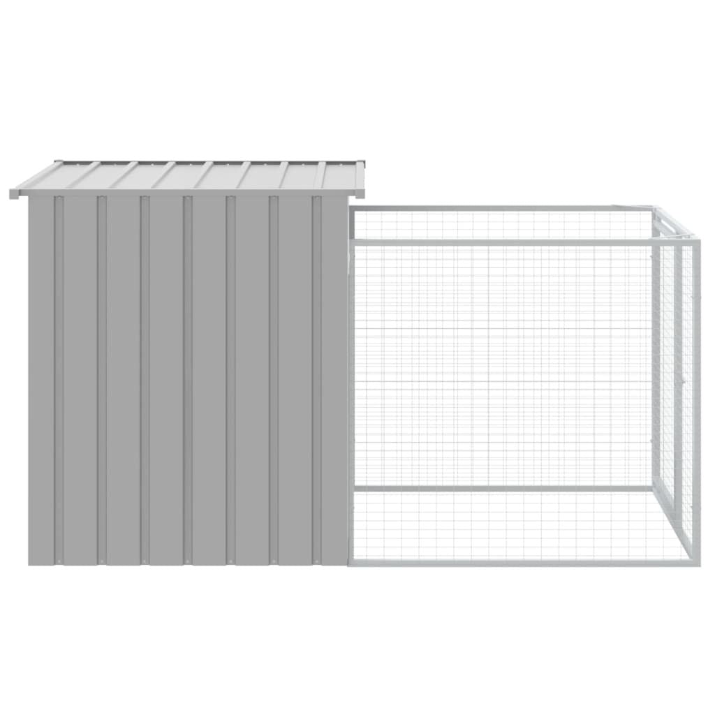 Dog House with Run Light Grey 43.3x79.1x43.3" Galvanised Steel image 4