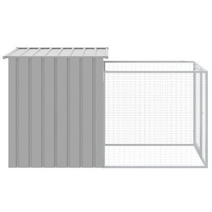 Dog House with Run Light Grey 43.3x79.1x43.3" Galvanised Steel image 4