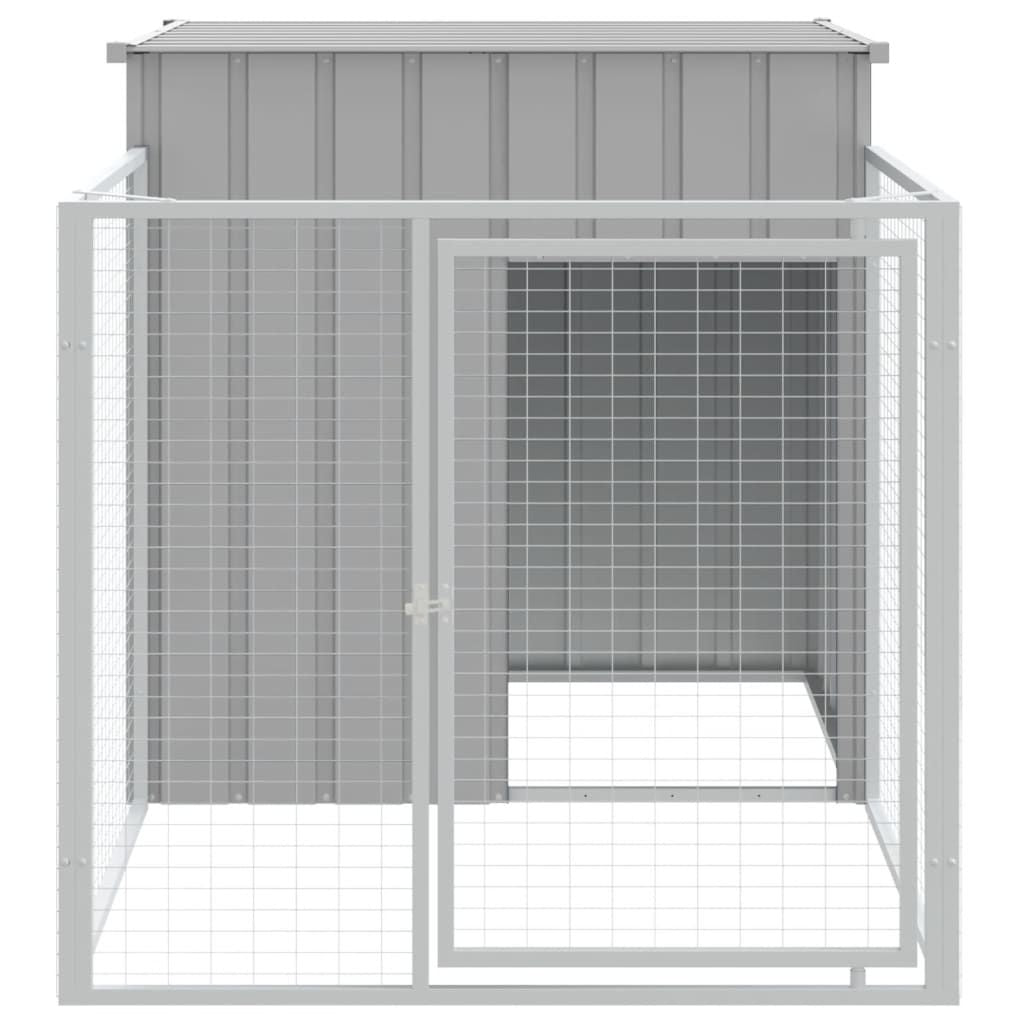 Dog House with Run Light Grey 43.3x79.1x43.3" Galvanised Steel image 3