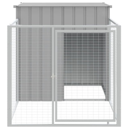 Dog House with Run Light Grey 43.3x79.1x43.3" Galvanised Steel image 3